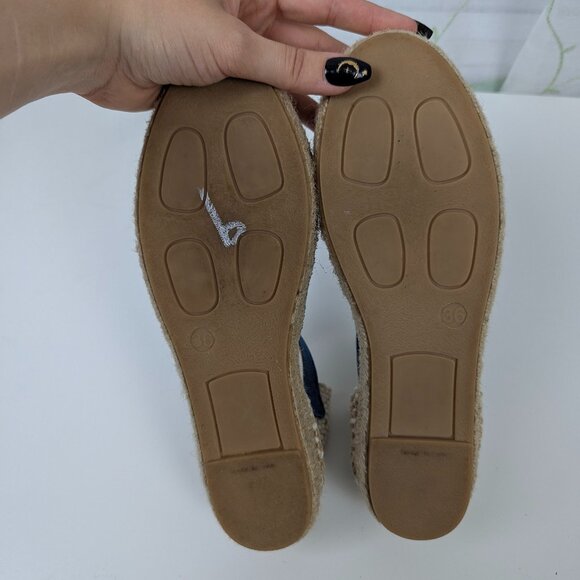 Boden | Blue Flamingo Embroidered Ankle Strap Espadrille Sandals Size US 5.5 - Picture 5 of 8